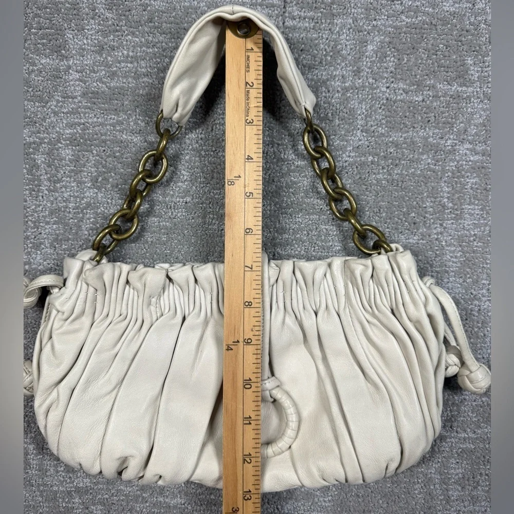 BCBG Maxazira White Leather Boho Y2K Mini Shoulder Bag